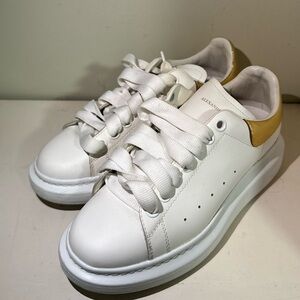 Alexander McQueen White Sneakers with Gold Detail